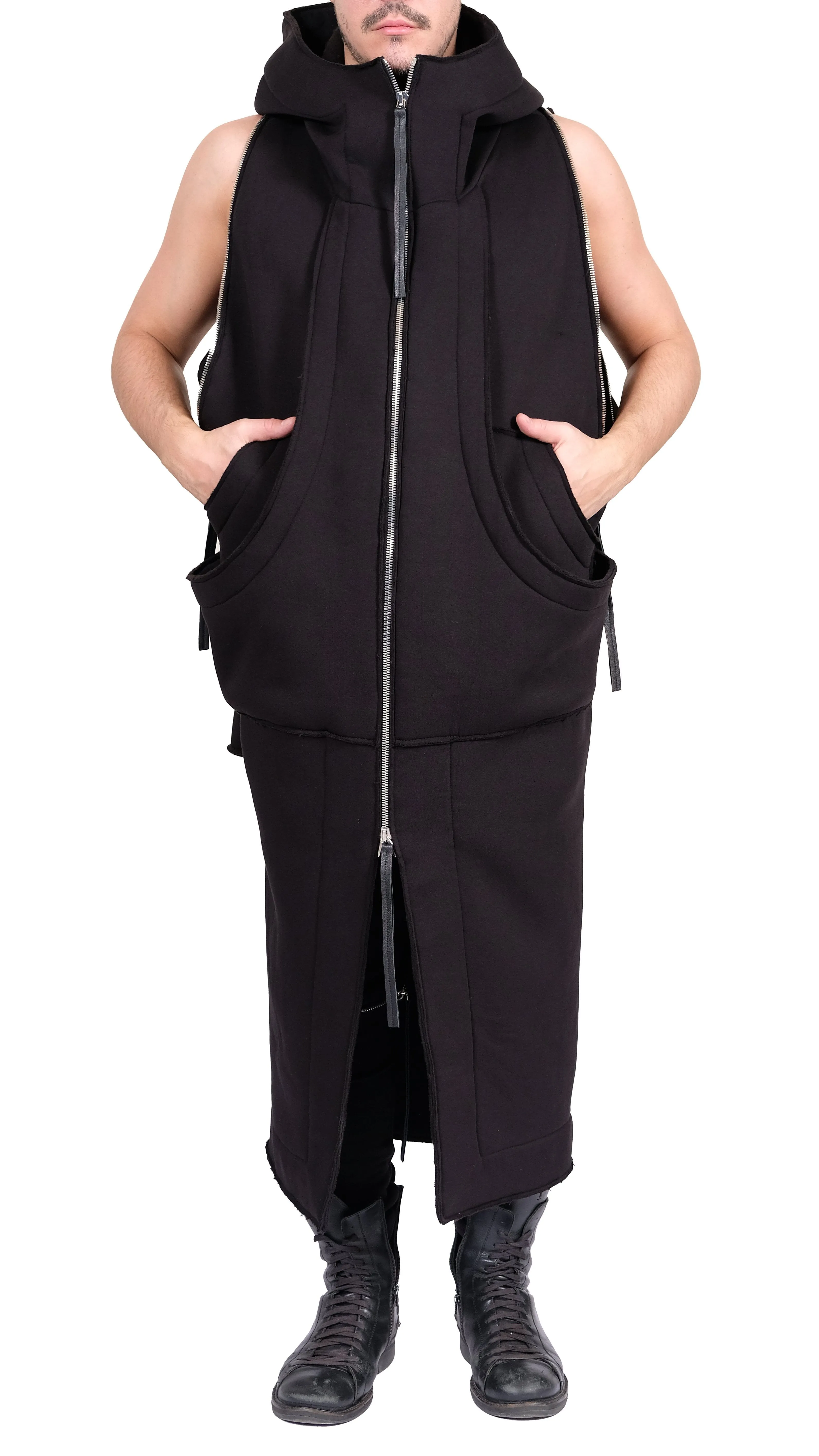 Hooded Coat with Zips