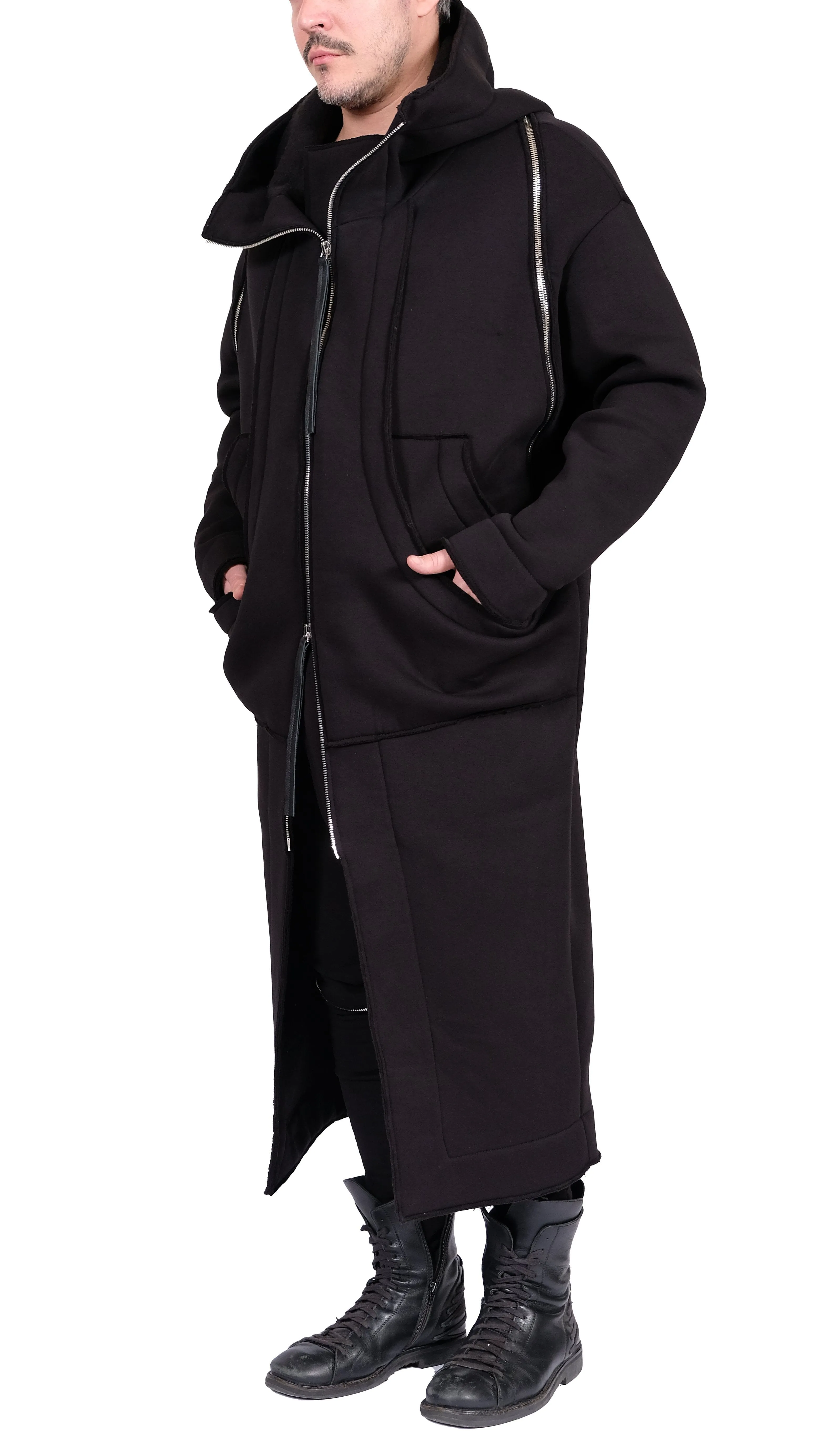 Hooded Coat with Zips