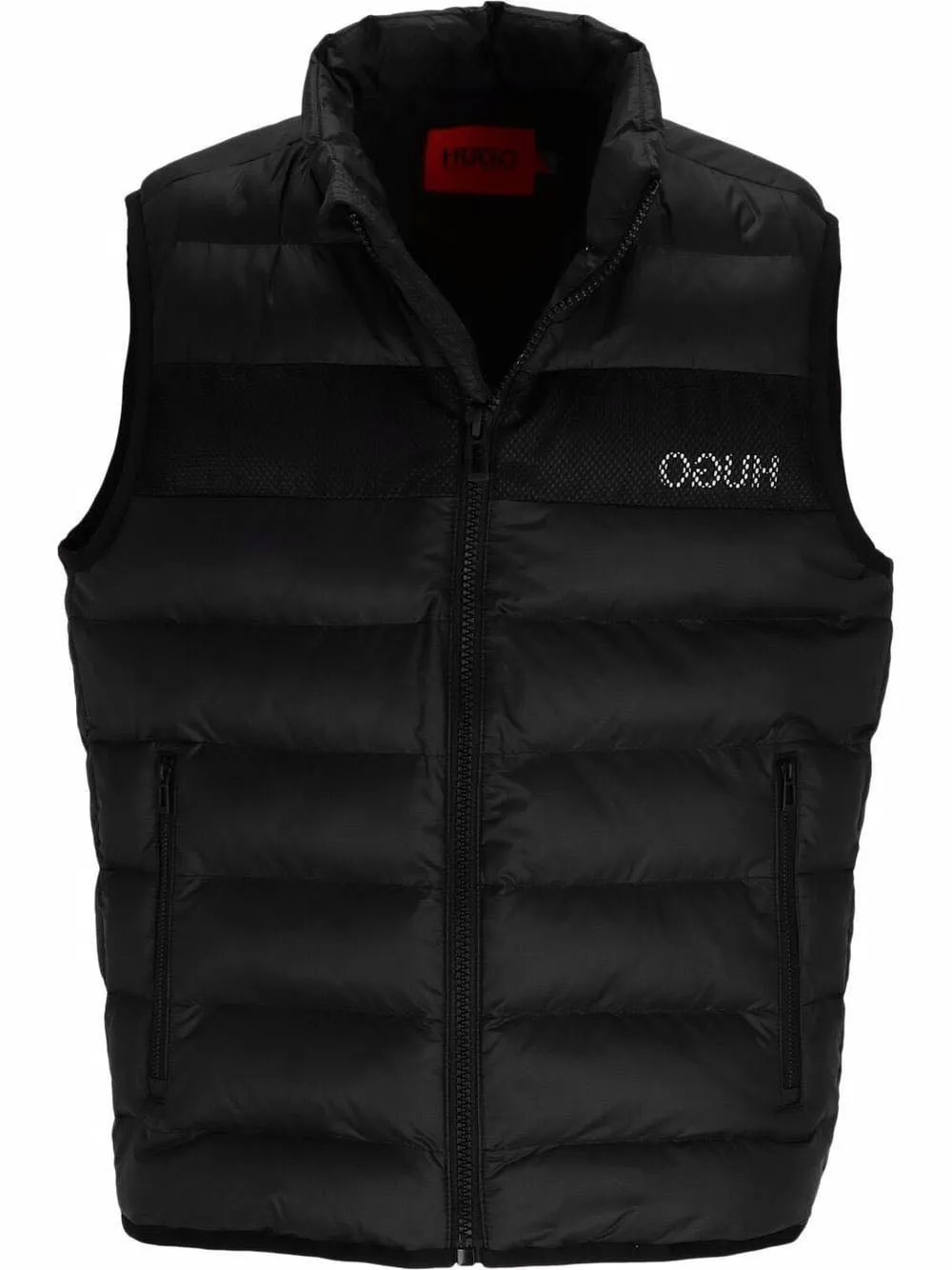 HUGO Reversed Logo Puffer Gilet Black