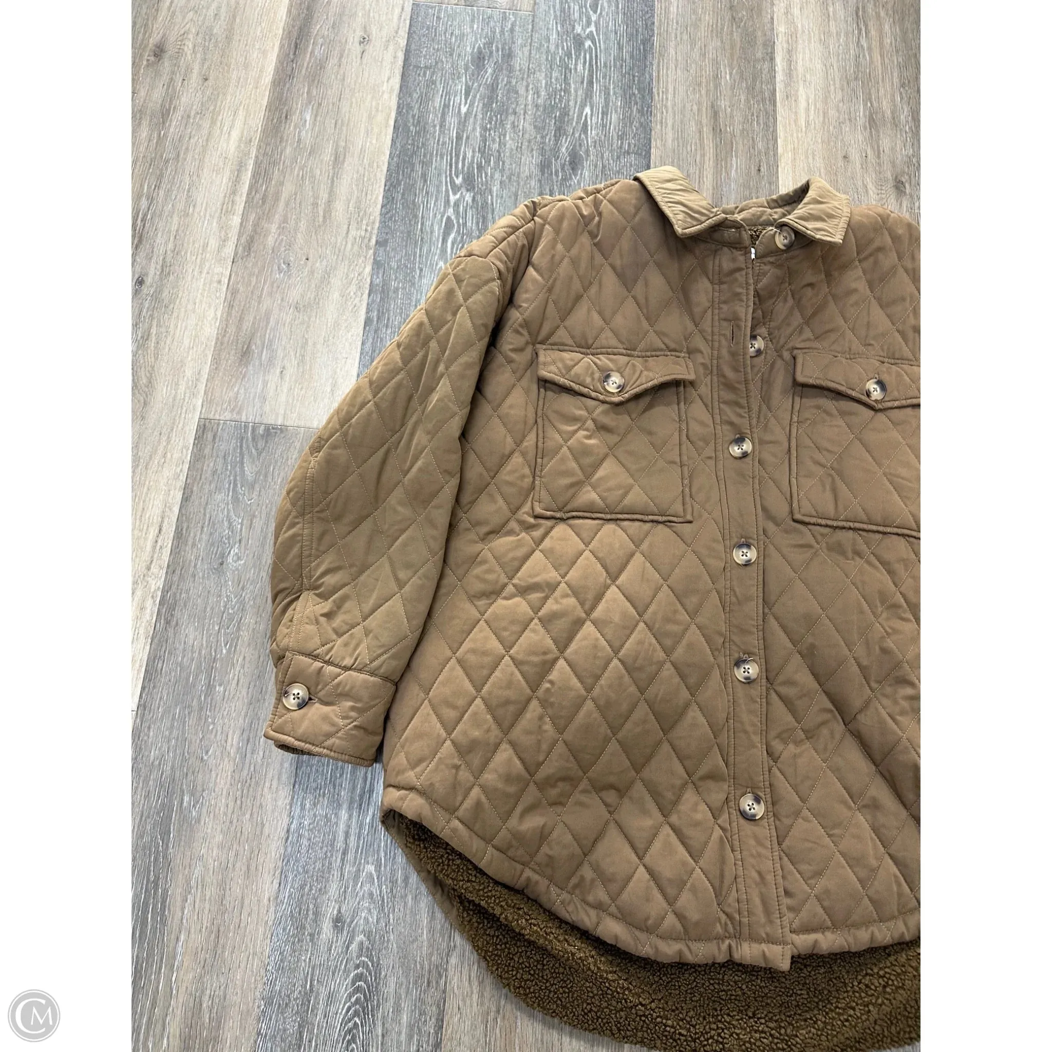 Jacket Puffer & Quilted By Good American In Tan, Size: L
