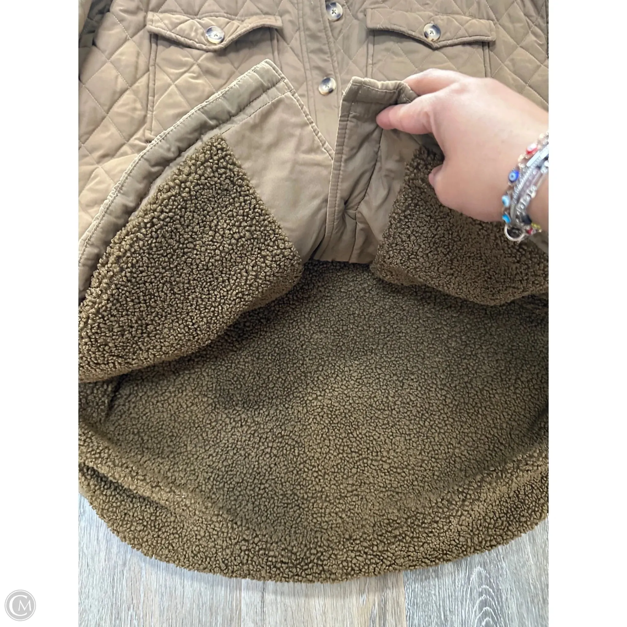 Jacket Puffer & Quilted By Good American In Tan, Size: L