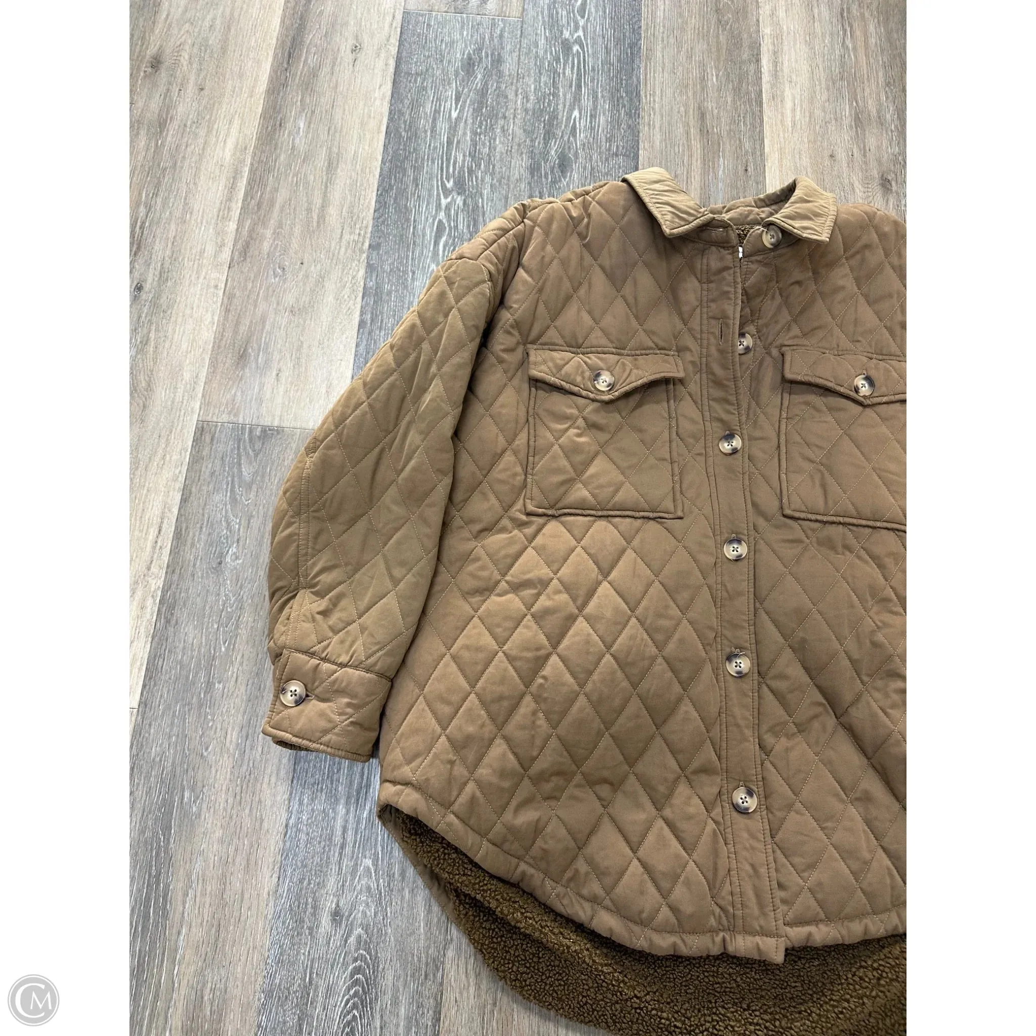 Jacket Puffer & Quilted By Good American In Tan, Size: L