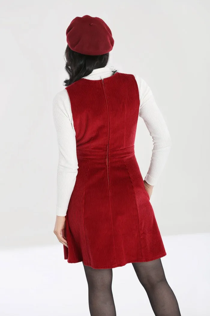 Jeanette Red Corduroy Pinafore