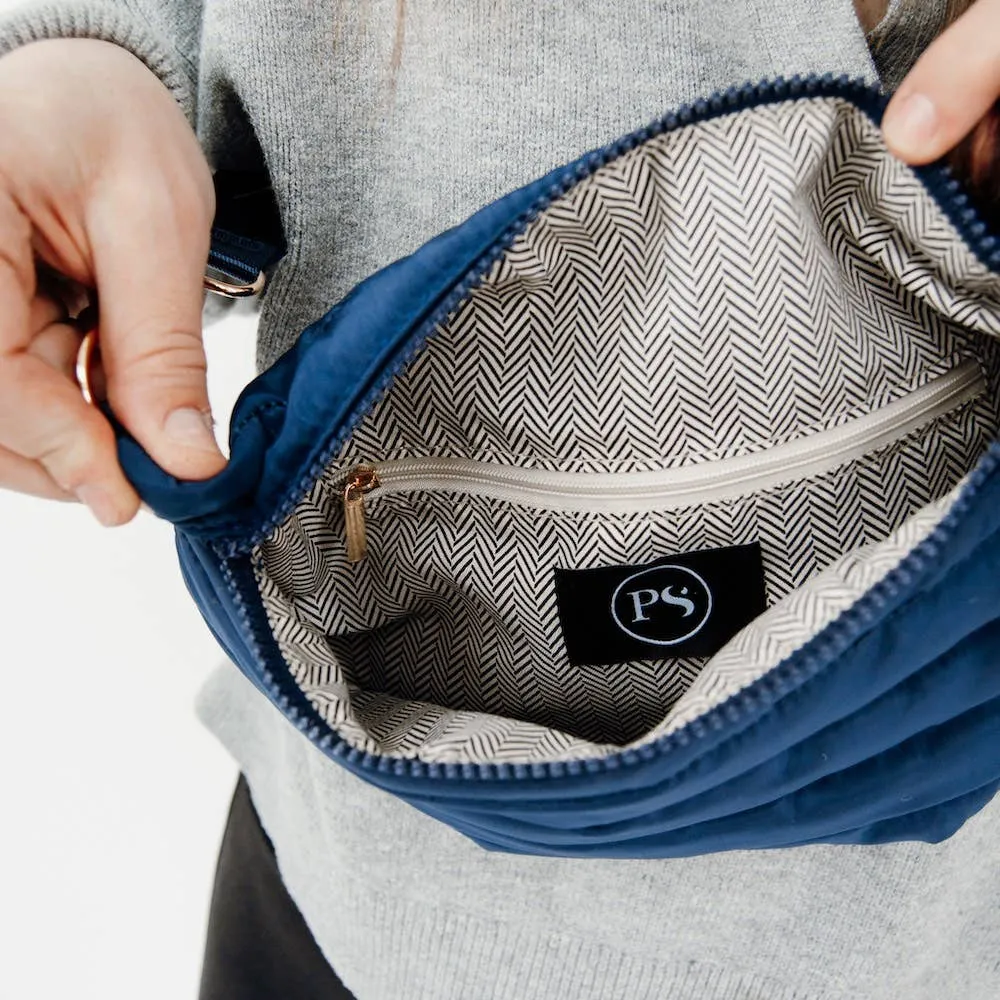 Jolie Belt Puffer Bag: Navy