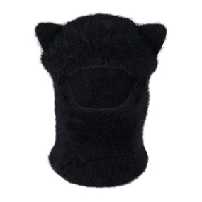 KITTY EARS FAUX MOHAIR BALACLAVA (BLACK)