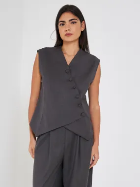 Kostumn gilet grigio con bottoni asimmetrici