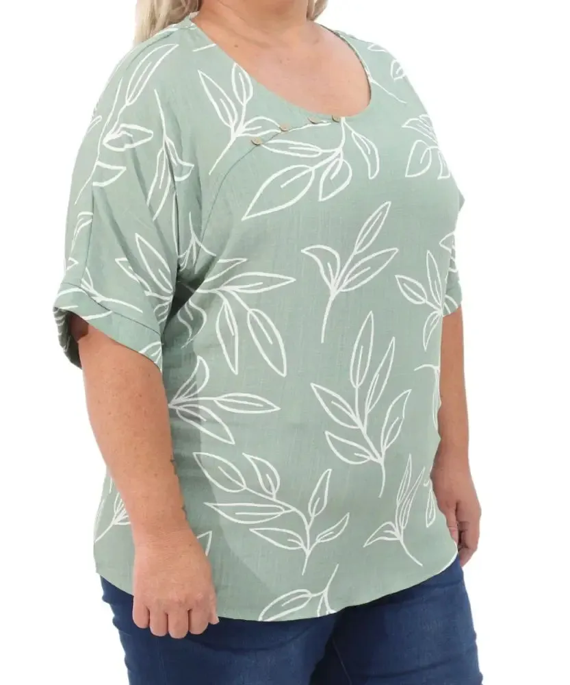 Ladies Printed Button Detail Tunic