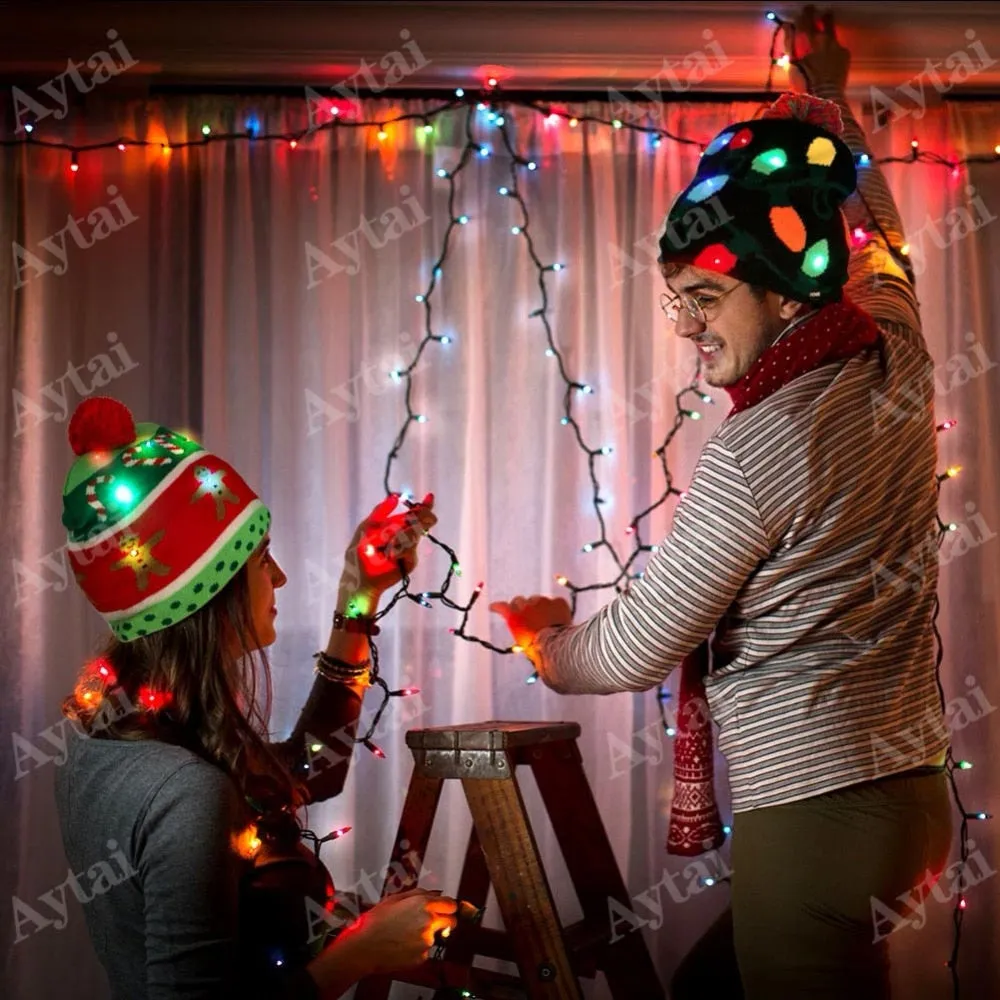 LED Knitted Ugly Sweater Christmas Beanie (Unisex)