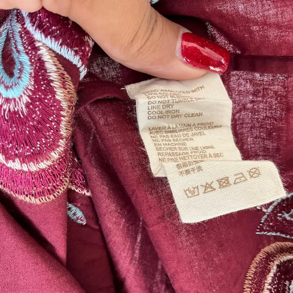 Letmebe Women's Forest Raspberry Embroidered Tunic Mini Dress Sz SP