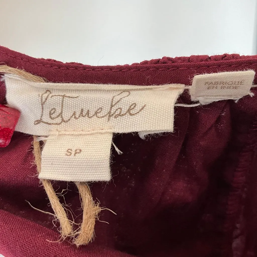 Letmebe Women's Forest Raspberry Embroidered Tunic Mini Dress Sz SP