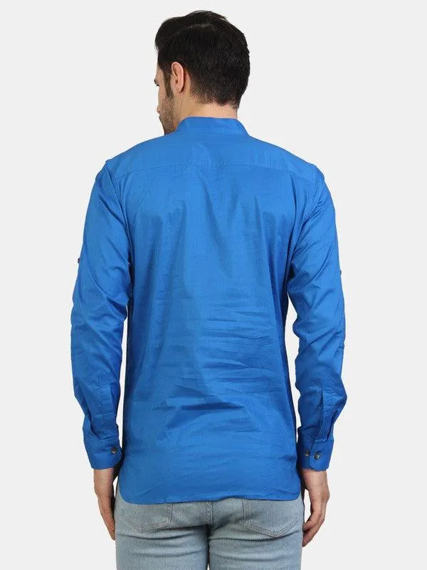 Life Roads full sleeve casual royal blue cotton shirt for Men and boys