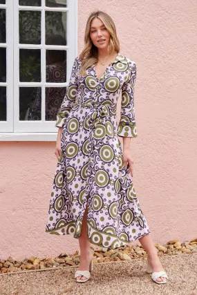 Louvre Shirt Dress - Khaki Print - FINAL SALE