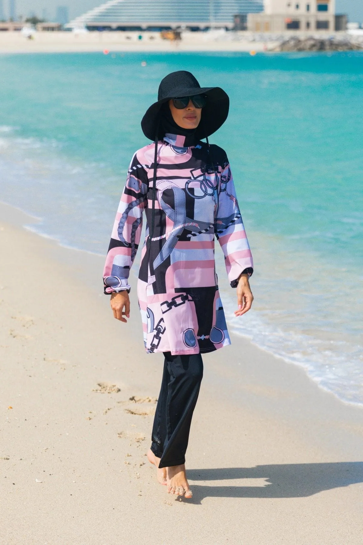 Lycra Black Burkini Modest Swimwear M2315-1
