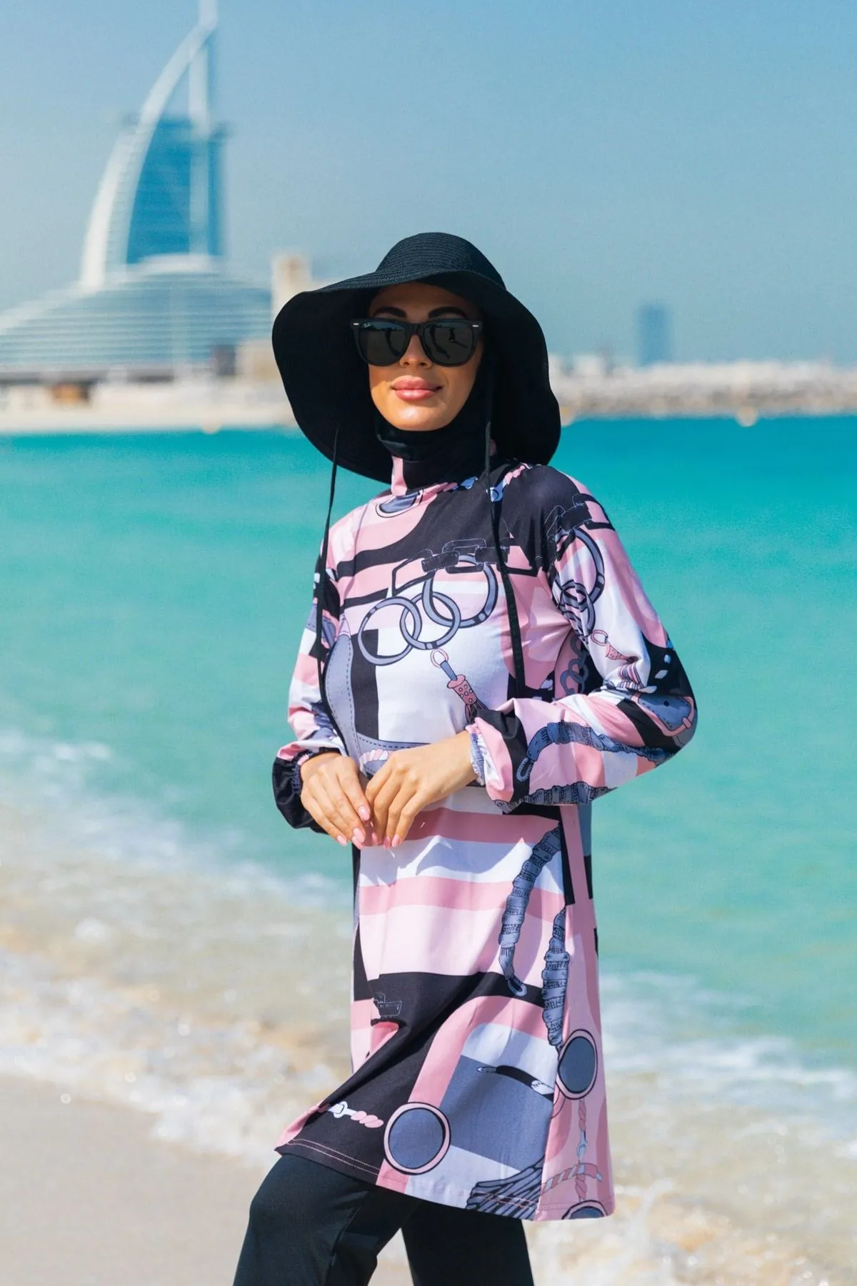 Lycra Black Burkini Modest Swimwear M2315-1