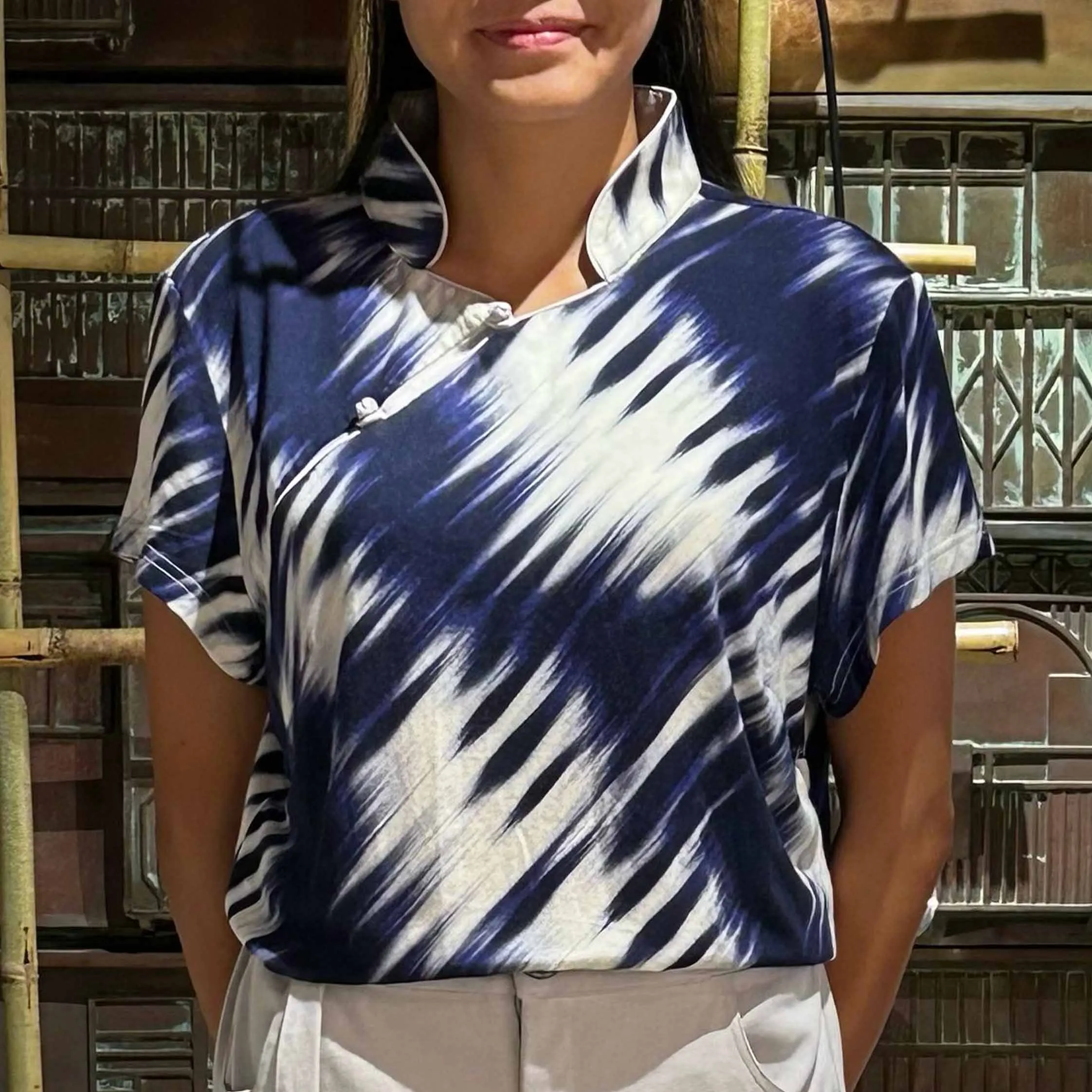 Mui Jai Top, Brush Stroke, Navy