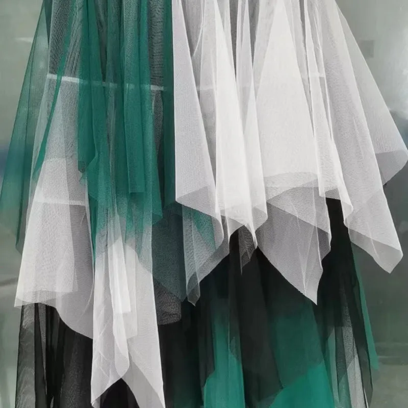 Multi-Layer Irregular Tulle Patchwork Cake Skirt Half Mesh Skirt