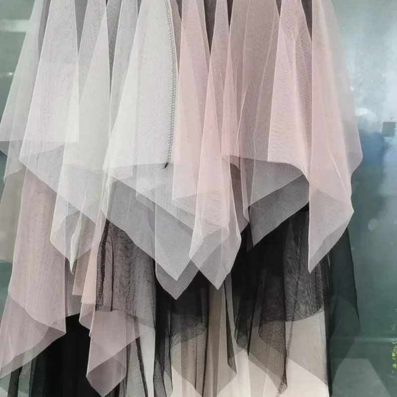Multi-Layer Irregular Tulle Patchwork Cake Skirt Half Mesh Skirt