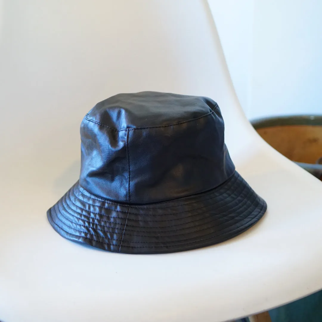 【NY】Leather Bucket hat