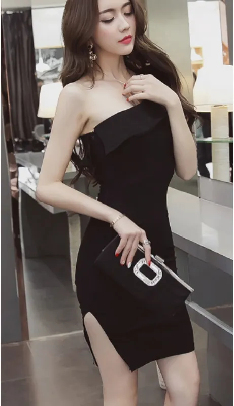One Shoulder Split bodycon dress
