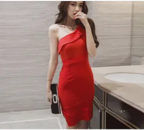 One Shoulder Split bodycon dress