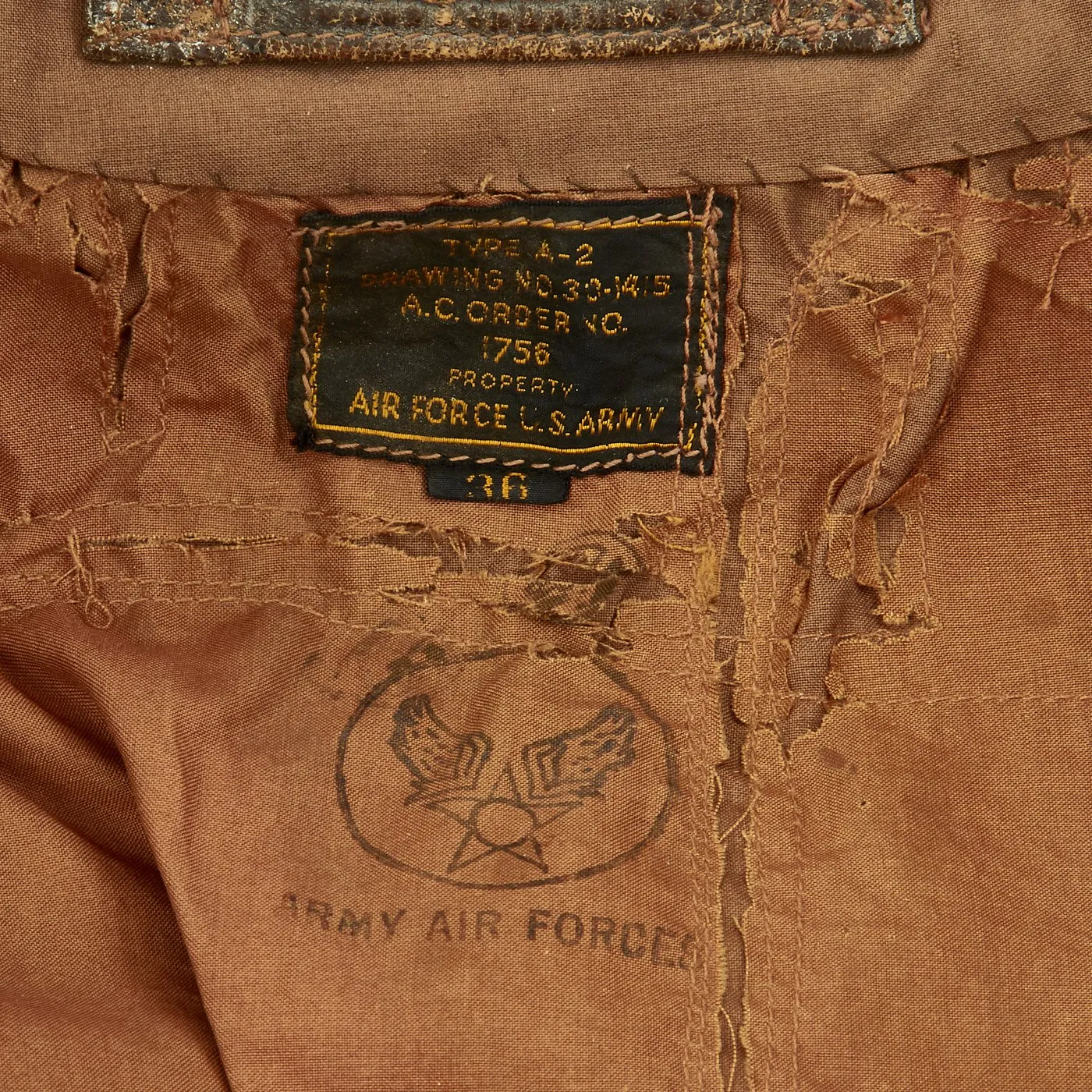 Original U.S. WWII Army Air Forces Flexible Gunnery School A-2 Flight Jacket