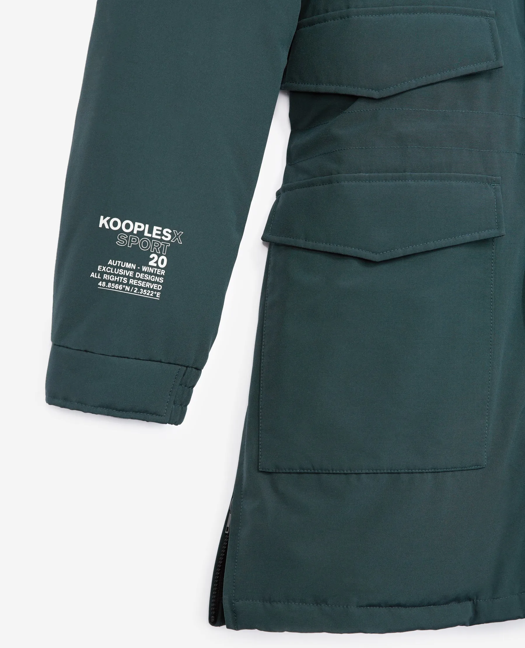 Parka coton vert bouteille à patch