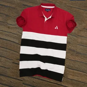 Red white with Black Polo T-Shirt
