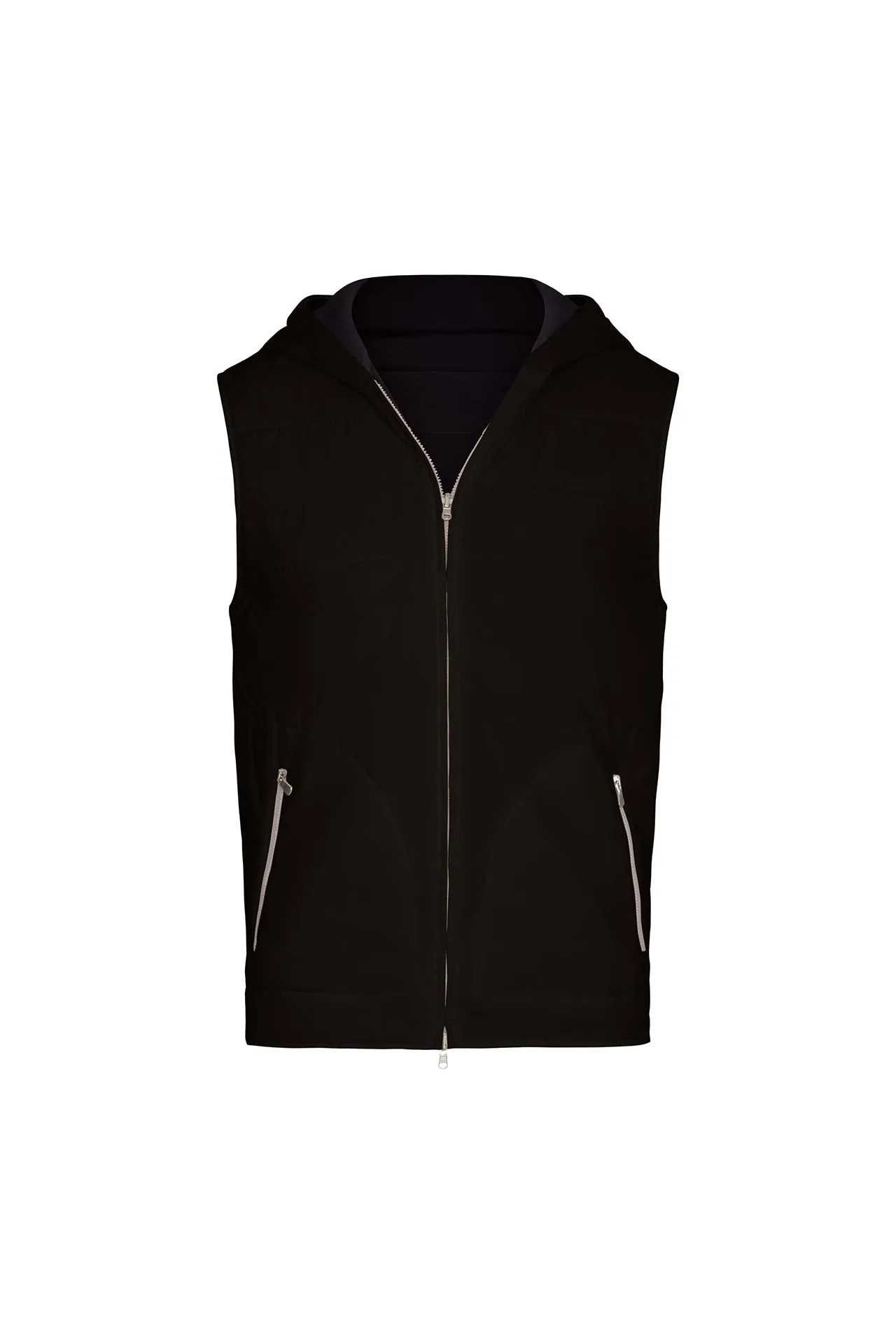 Reversible Nylon and Cotton Zip Vest in Black