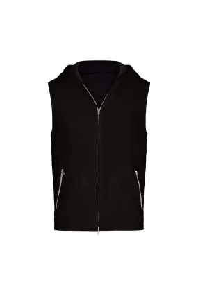 Reversible Nylon and Cotton Zip Vest in Black