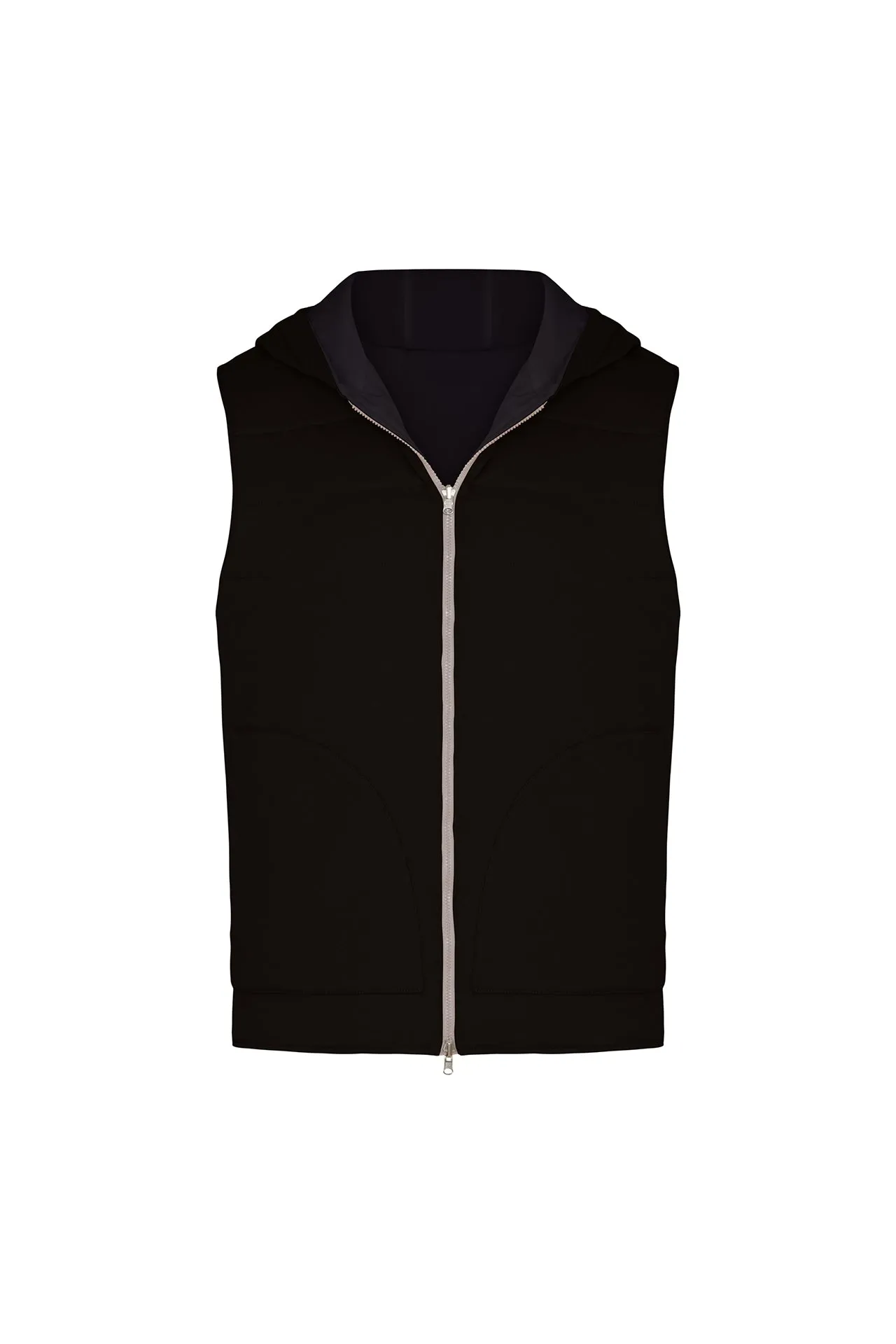 Reversible Nylon and Cotton Zip Vest in Black