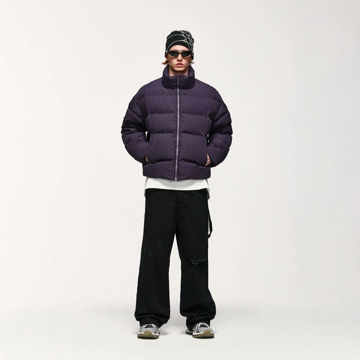 Short Puffer Jacket in Dark Purple