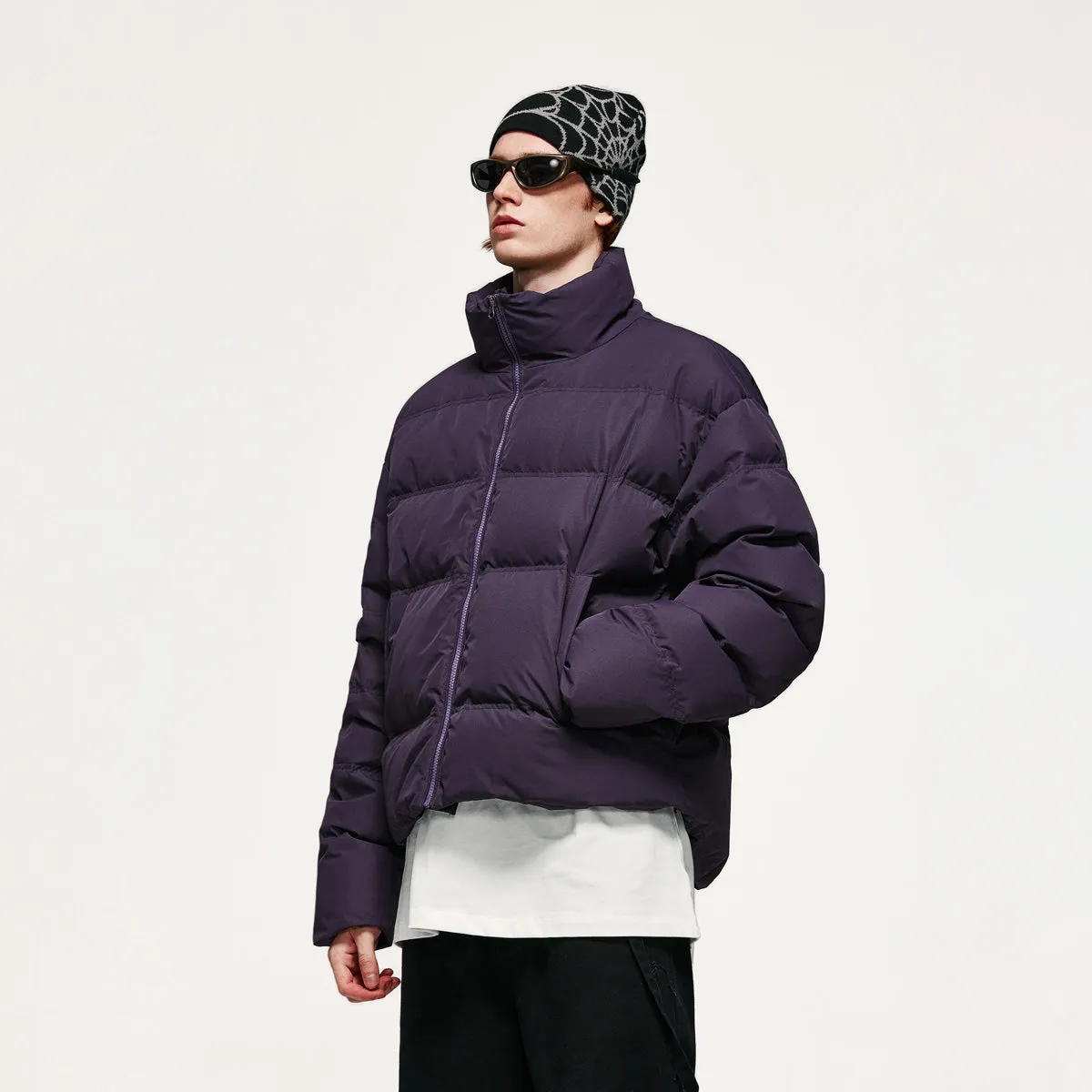Short Puffer Jacket in Dark Purple