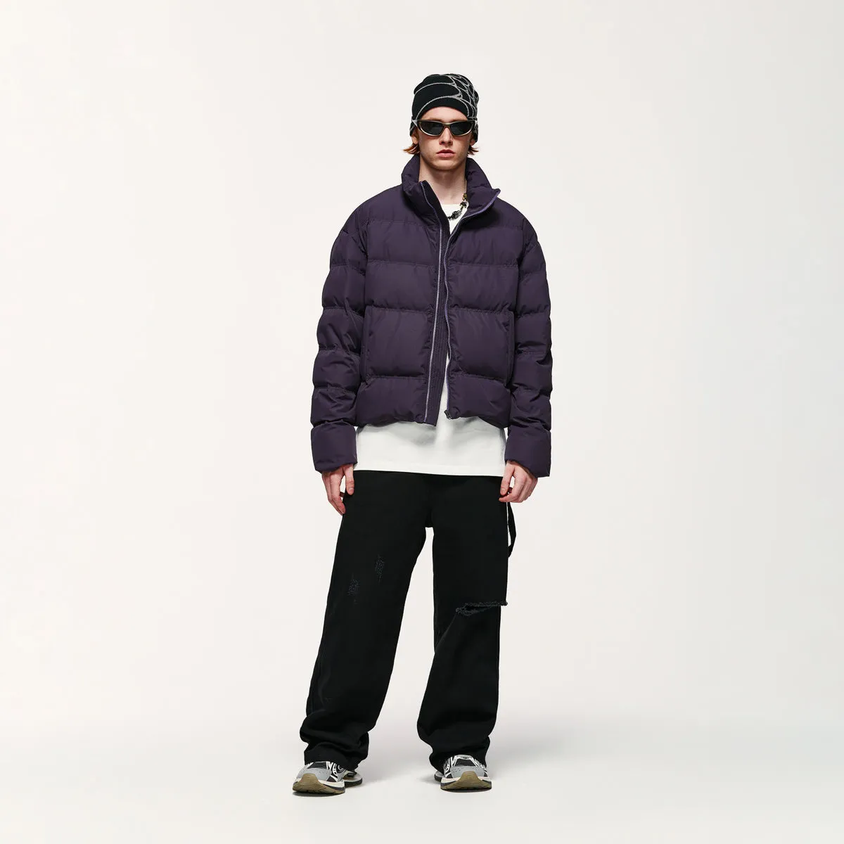 Short Puffer Jacket in Dark Purple