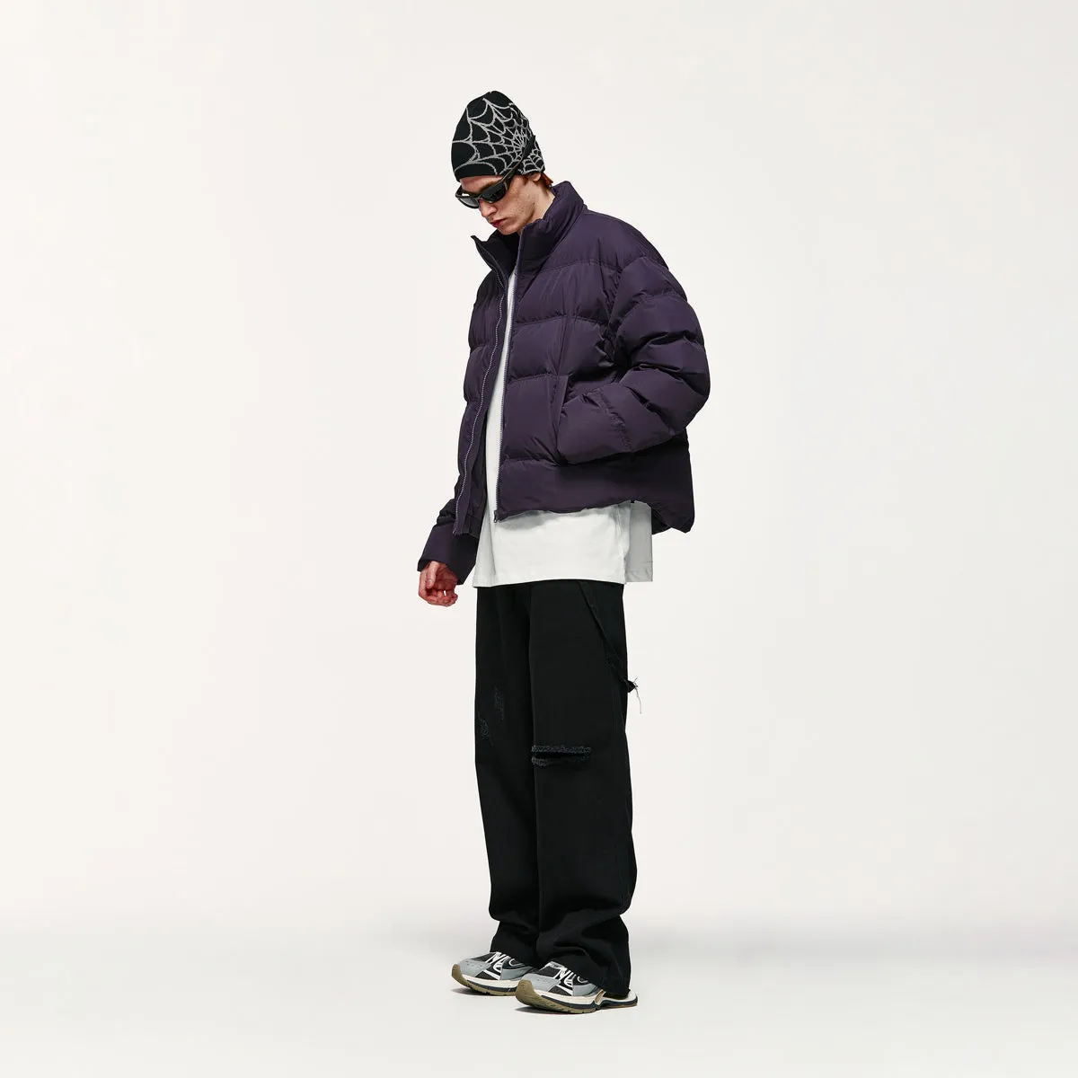 Short Puffer Jacket in Dark Purple