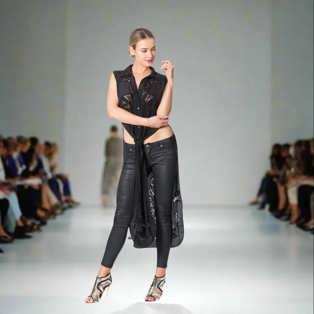 Silk Maxi Shirt with Hand Cut-Out's