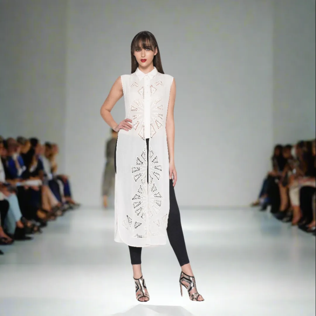 Silk Maxi Shirt with Hand Cut-Out's