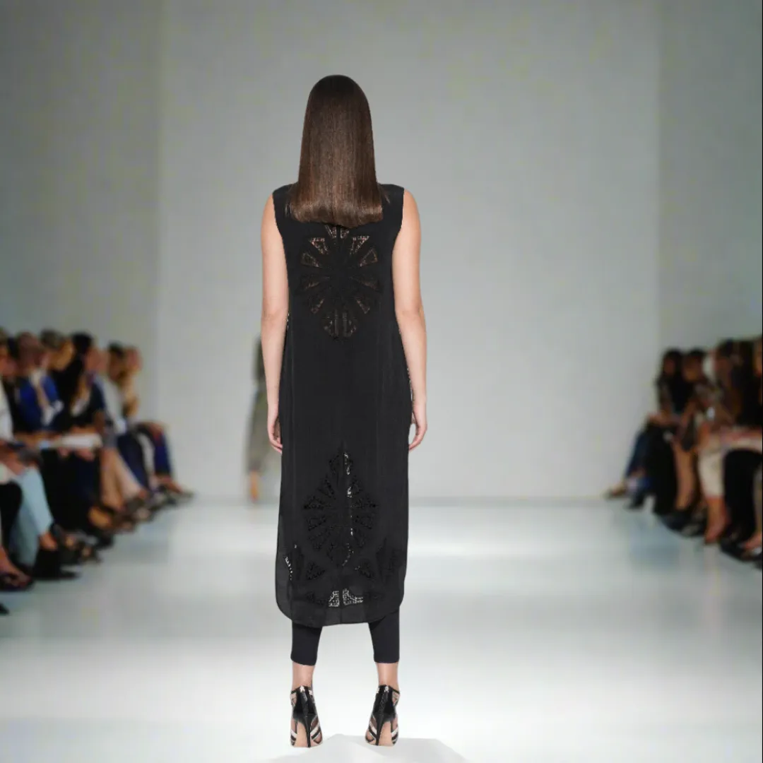 Silk Maxi Shirt with Hand Cut-Out's