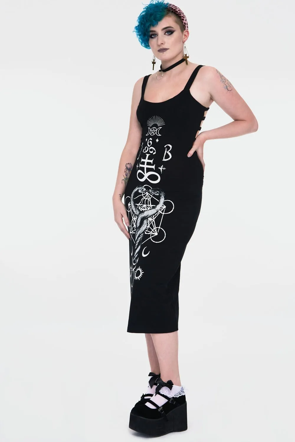 Snakes and Symbols Ladder Back Tank Dress