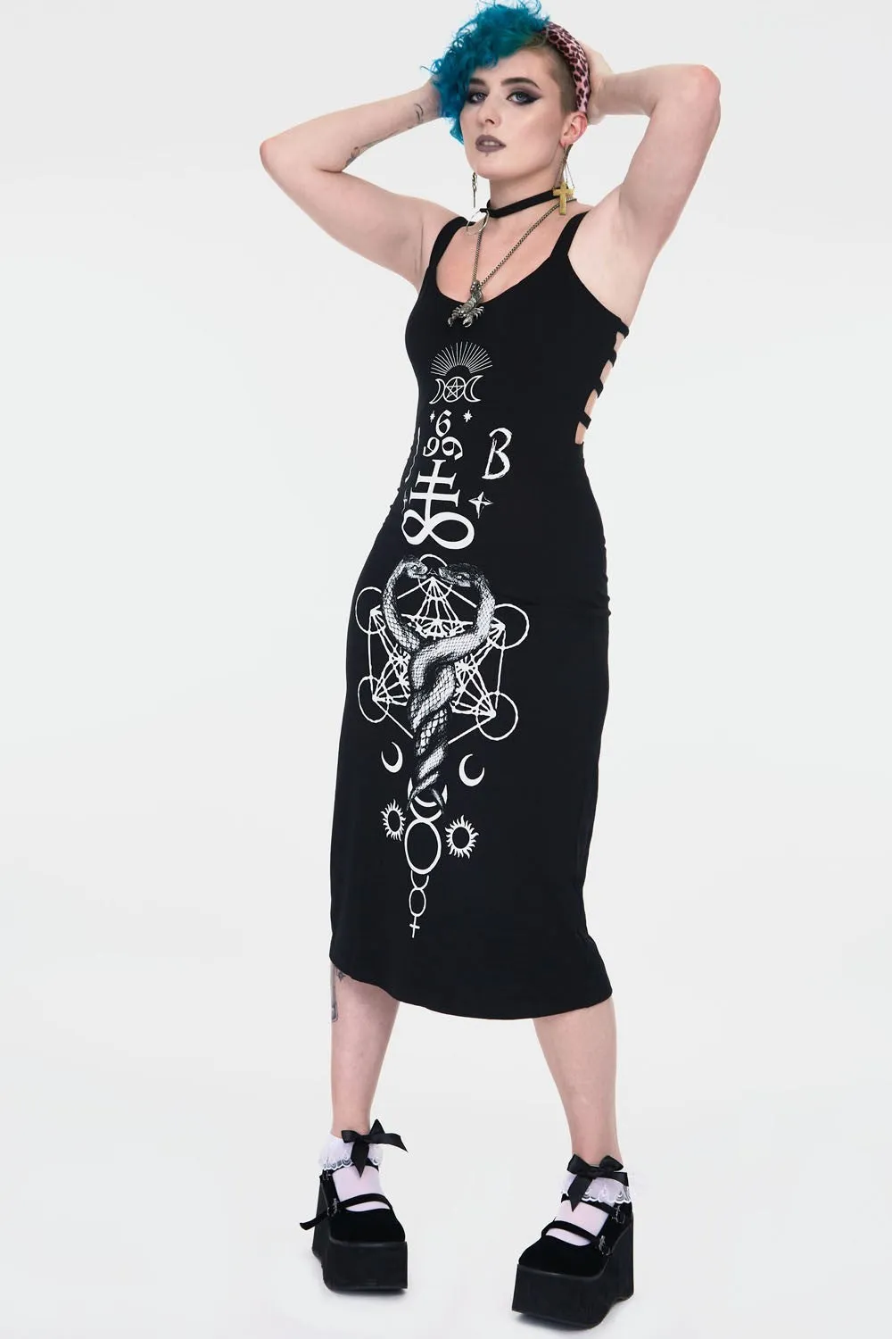 Snakes and Symbols Ladder Back Tank Dress