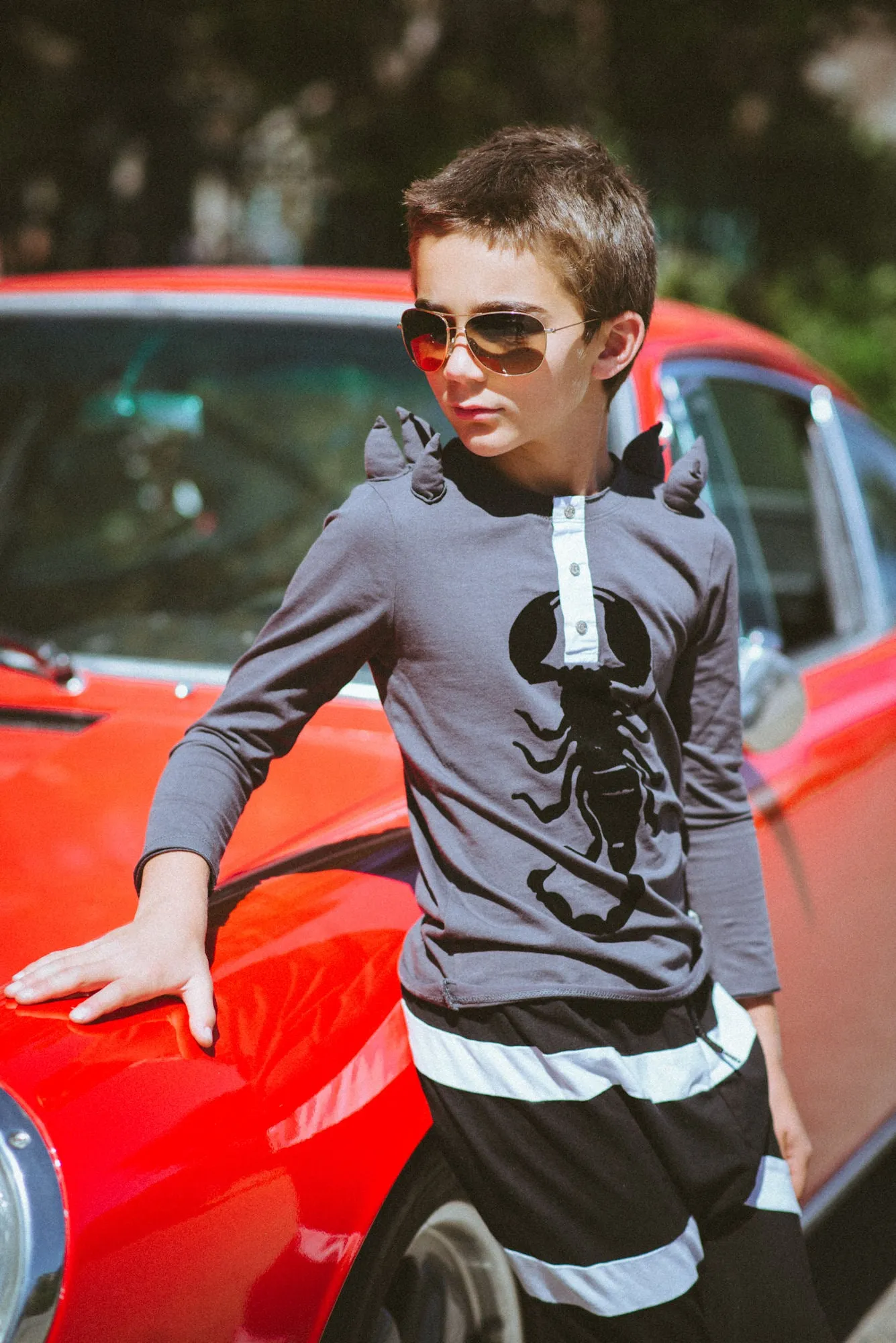 Spike Scorpion Henley Baby Shirt by: Mini Shatsu