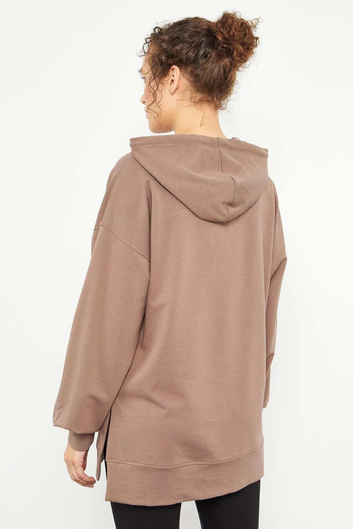 TMY Earth Balloon Arm Embroidered Women's Oversized Tunic Sweatshirt - 97163 - Vancouver