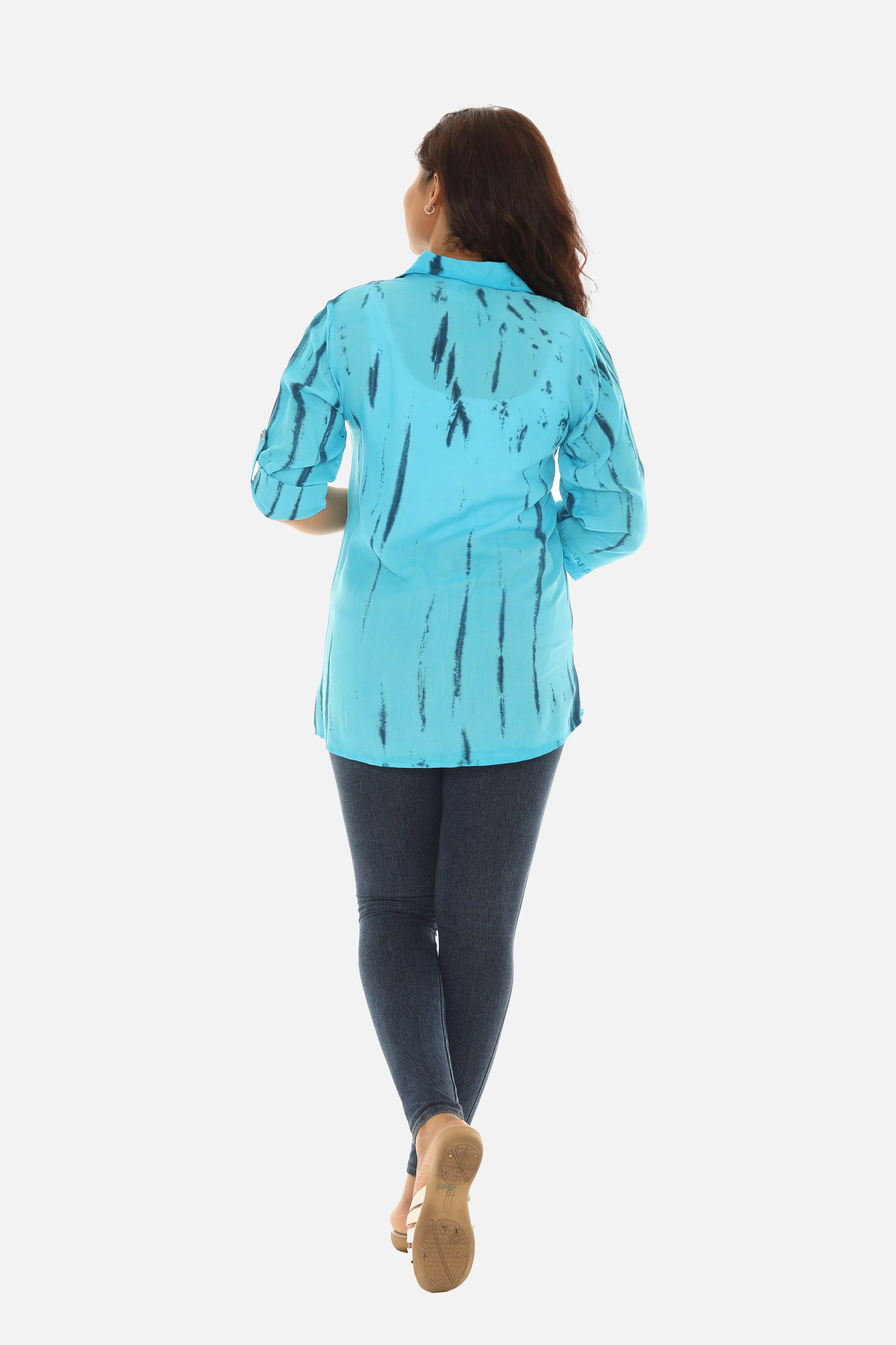 Turquoise Tie-Dye Button-Down Shirt