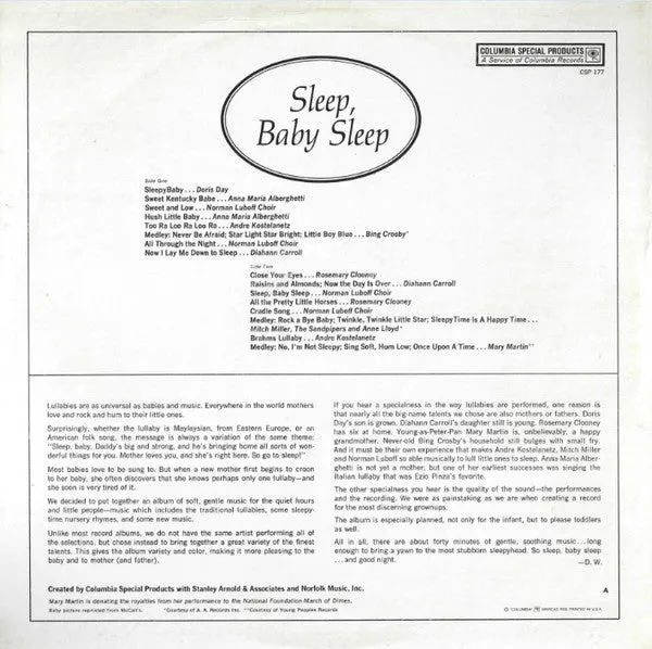 Various - Sleep, Baby Sleep (LP, Comp) (NM or M-)