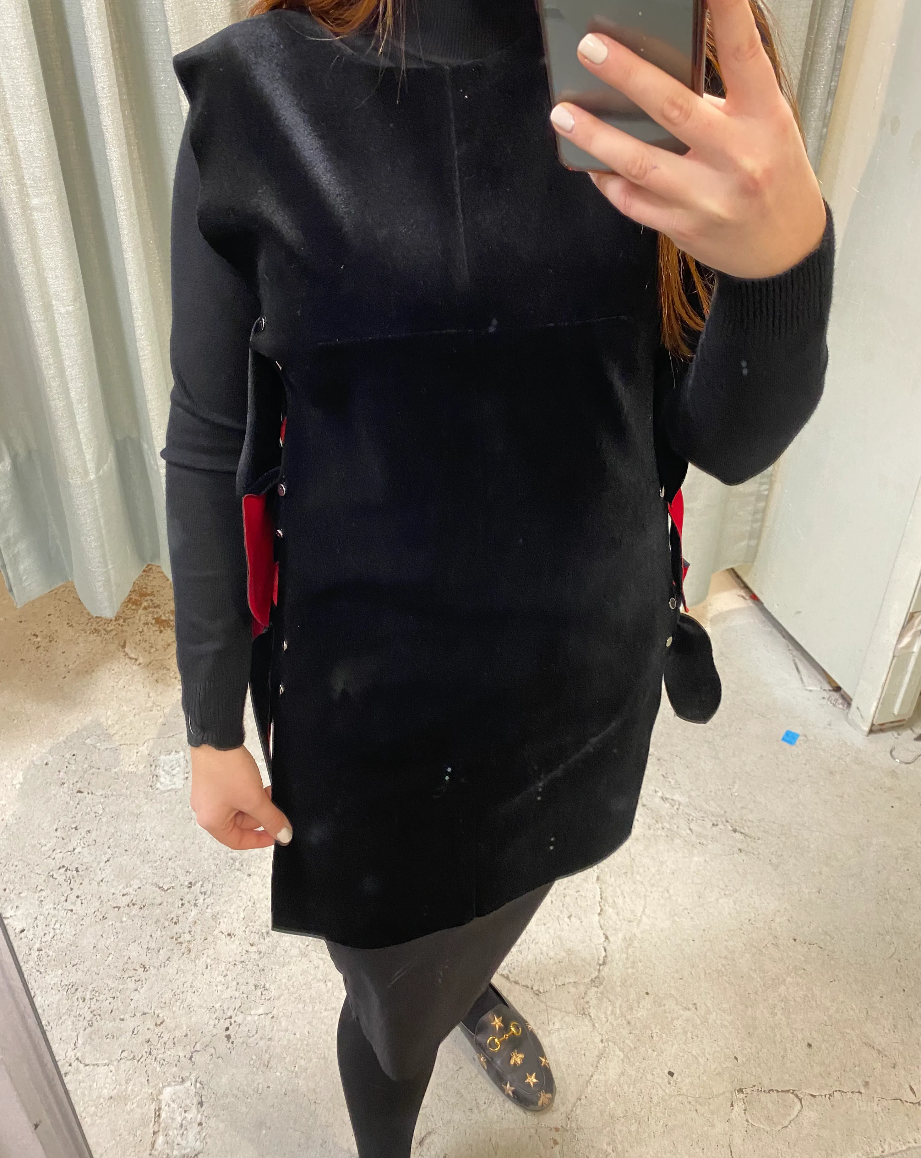 Velour Red/Black detail Tunic