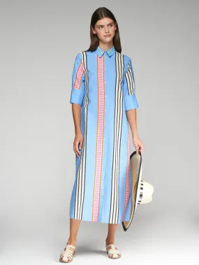 Vilagallo Izzy Raya Seersucker Dress Blue