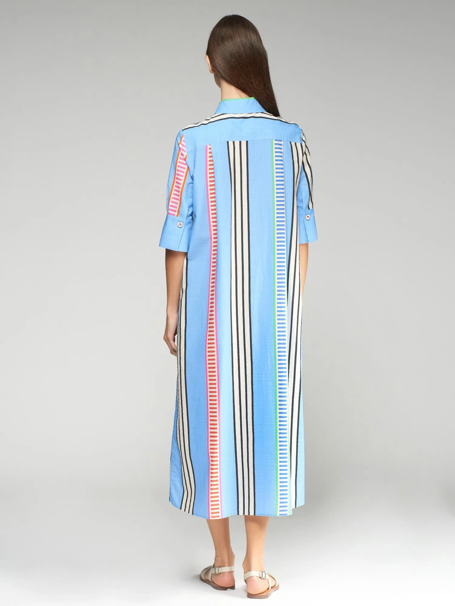 Vilagallo Izzy Raya Seersucker Dress Blue
