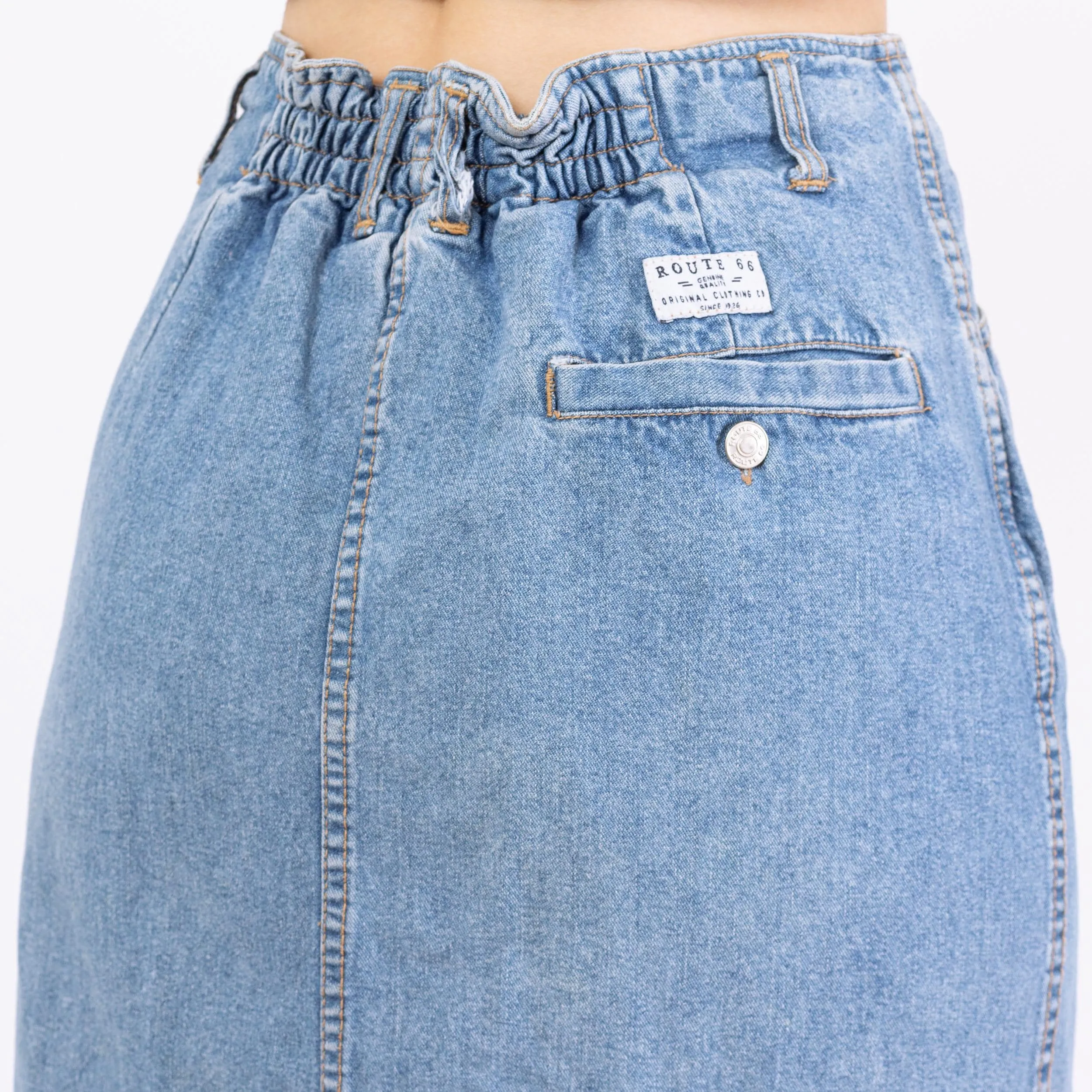 Vintage 90s Denim High Waisted Midi Skirt - Small, 25"-27"