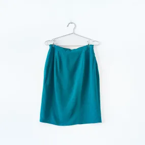 Vintage YL by Yain Petites Highwaisted Silk Skirt in Teal