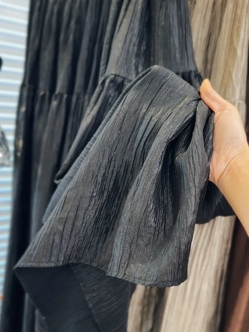 Women Elastic Waistband Umbrella Midi Skirt