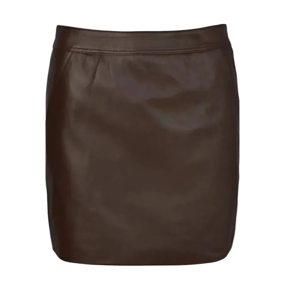Women's Dark Brown Leather Mini Skirt